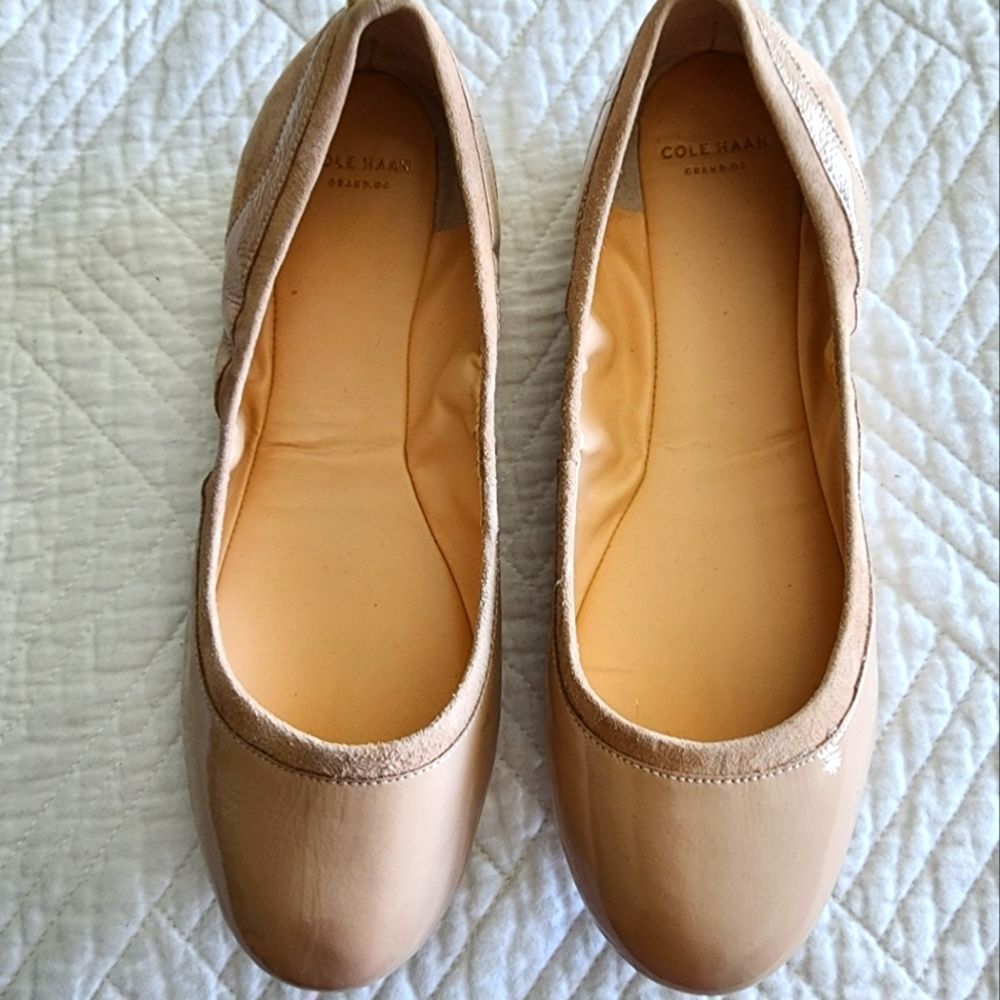Cole Haan leather grand.os ballerina flats nude